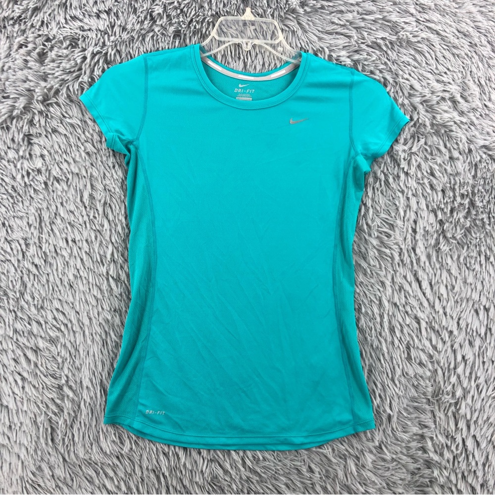 Nike Shirt Running Dri Fit Womens Small Teal Athletic Workout Top